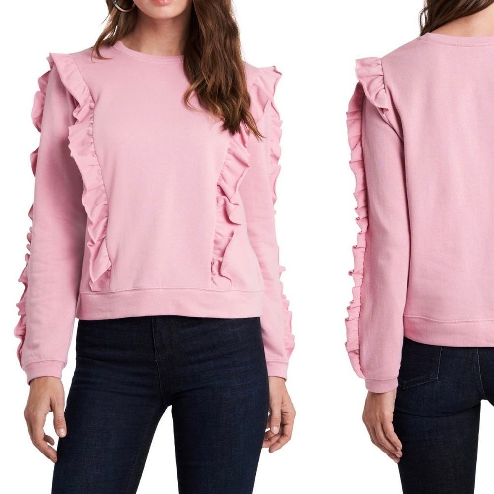 1.STATE Pink Loop Back Terry Top